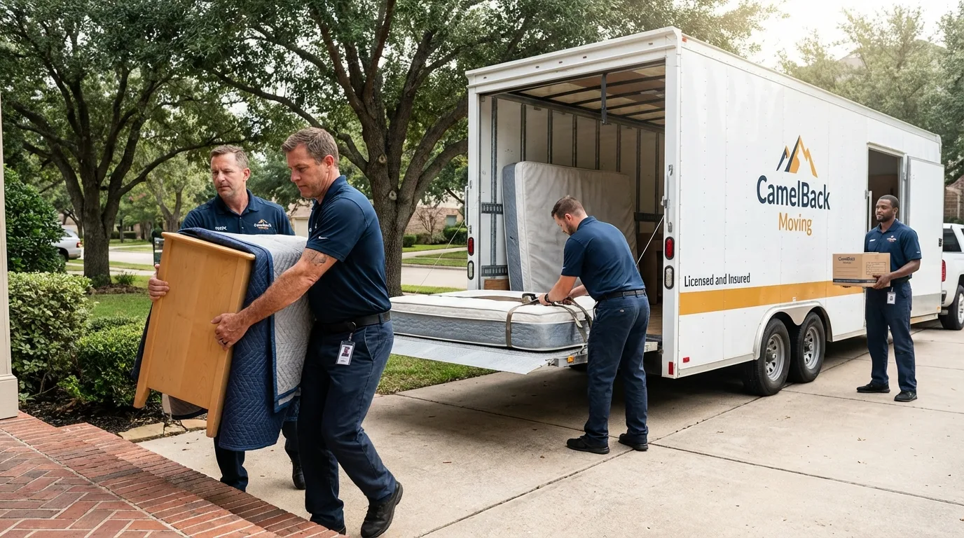 Crew loading residential truck for cross-state move from Gotha, FL